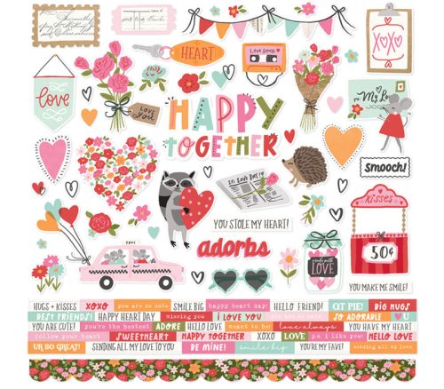 Simple Stories Cardstock Sticker Sheet - Heartstrings