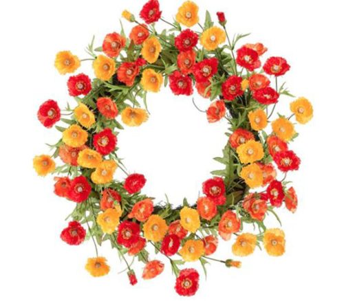 Mixed Poppy Wreath - 26-inch