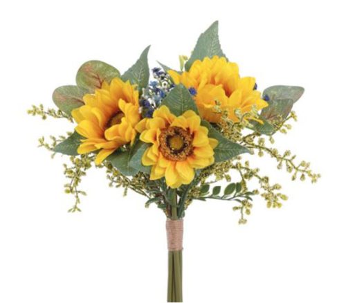 Yellow Sunflower Babys Breath Bouquet - 13-inch