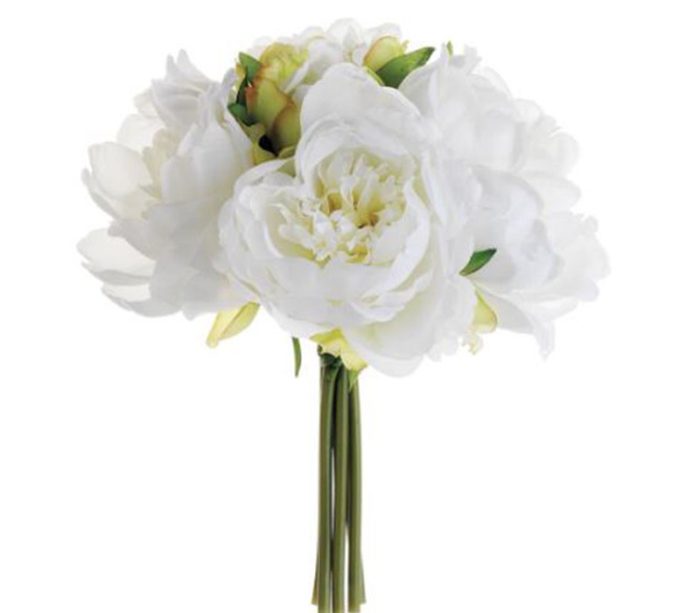 White Peony Bouquet - 5 Stems - 9.5-inch