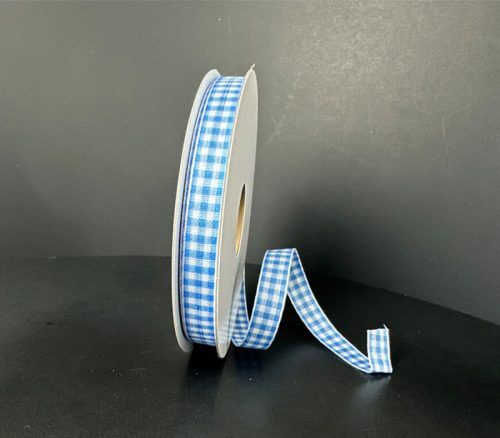 Light Blue Mini Gingham Ribbon - 3/8-inch