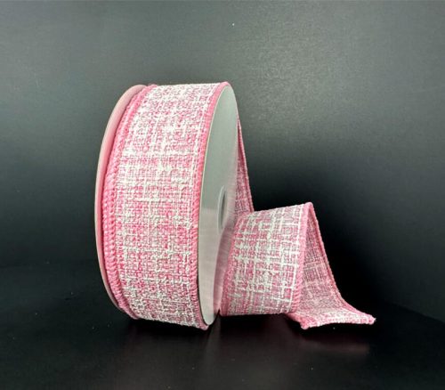 Pink and White Tweed Ribbon - 1.5-inch