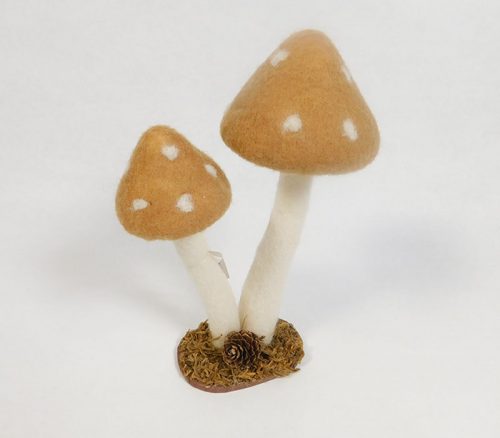 Mustard and White Felt Mushroom Decor