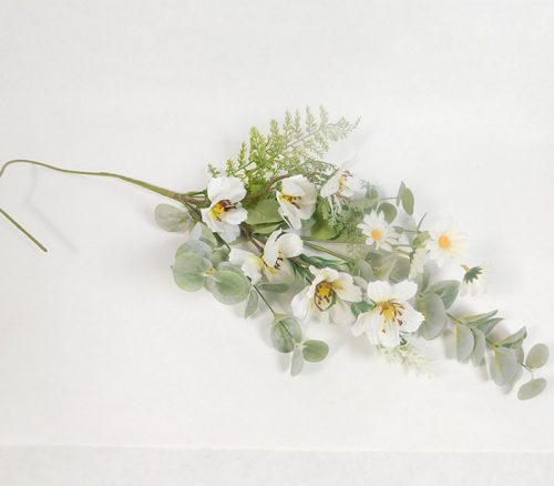 White Flowers and Green Leaves Spray - 30-inch
