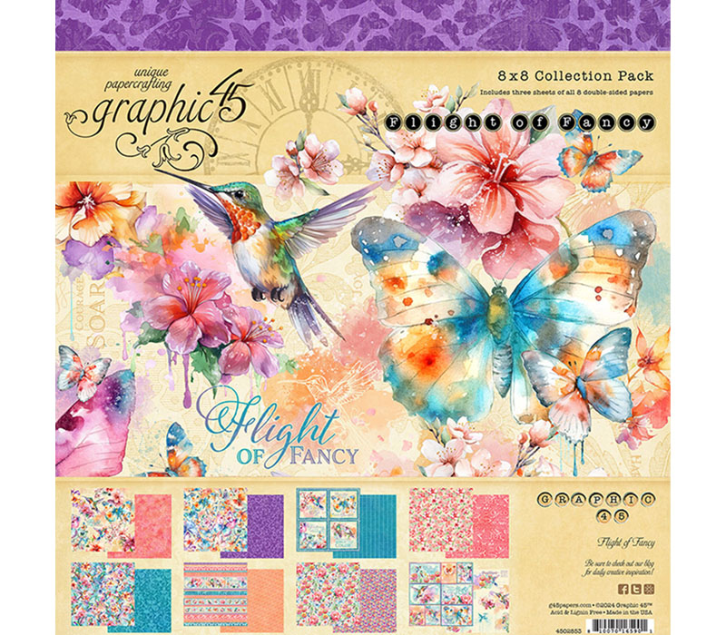 Graphic45 Paper Collection Paper Pack - 8x8 - Flight of Fancy