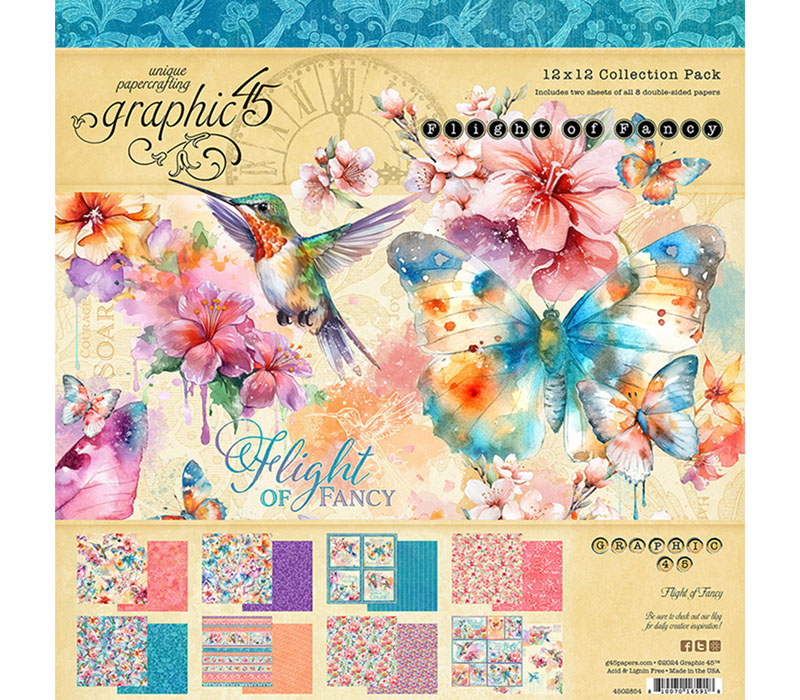 Graphic45 Paper Collection Paper Pack - 12x12 - Flight of Fancy