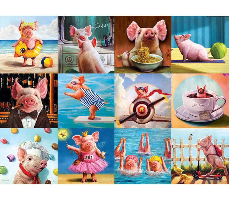 Funny Pigs by L Hefferman Puzzle - 1000 Piece