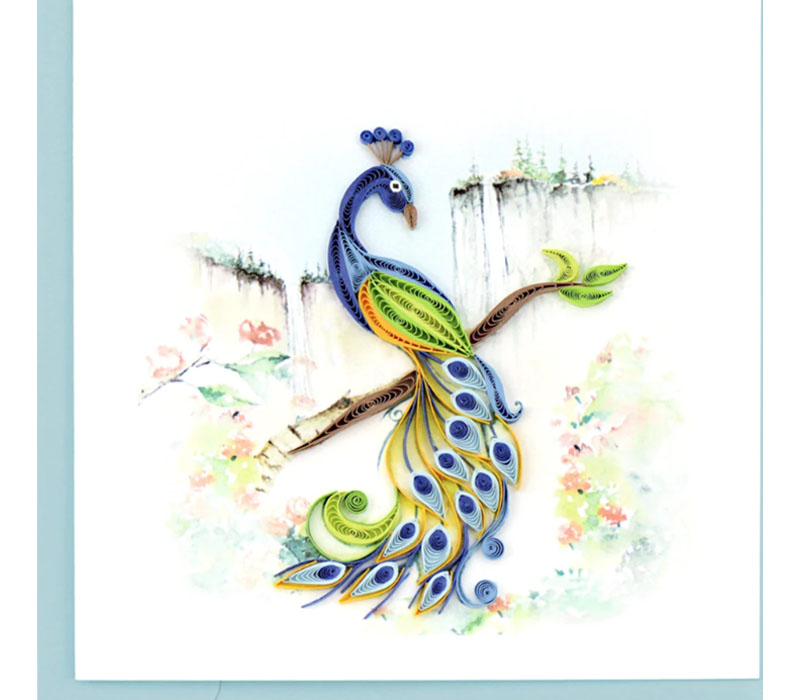 QuillingCard Quilled Greeting Card - Posing Peacock