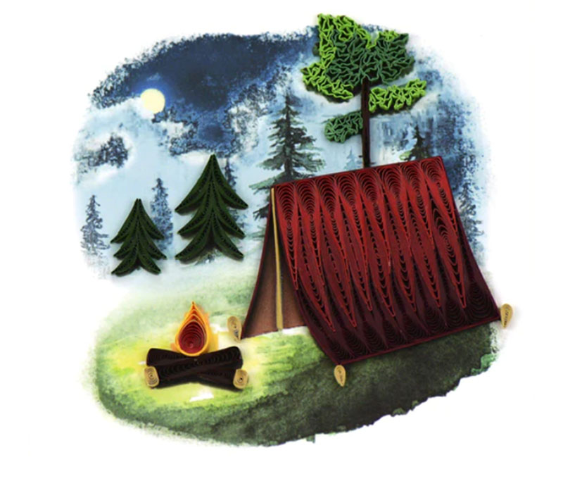 QuillingCard Quilled Greeting Card - Camping