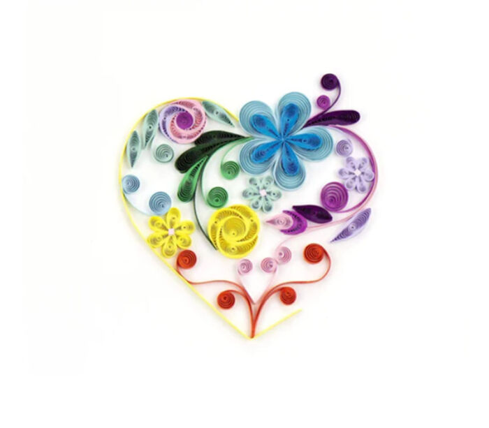 QuillingCard Quilled Greeting Card - Floral Rainbow Heart