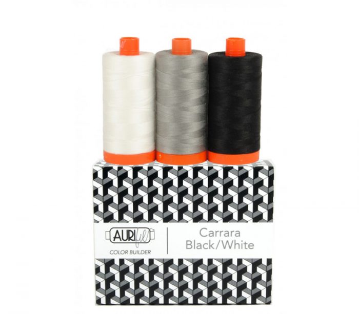 Aurifil Color Builder 50-weight 3pc Set Carrara Black White