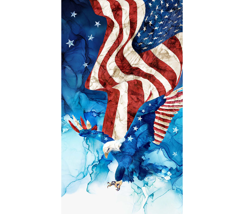 Patriot Eagle and Flag Fabric Panel - 24-inches by 43-inches
