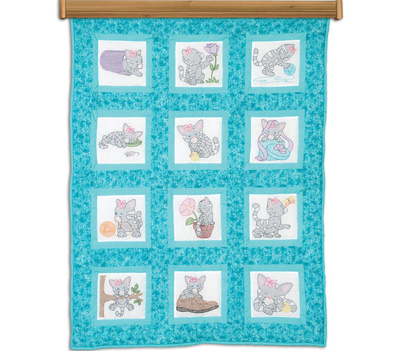 Jack Dempsey Kittens 9-inch Quilt Square Theme Embroidery