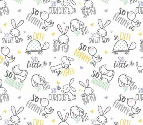 Doodle Baby Flannel Dream Big Animal Toss on White