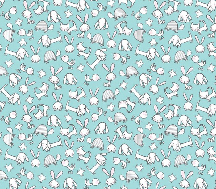 Doodle Baby Flannel Animal Toss on Turquoise