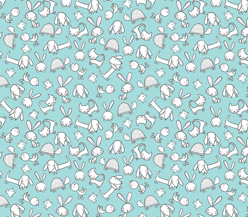 Doodle Baby Flannel Animal Toss on Turquoise