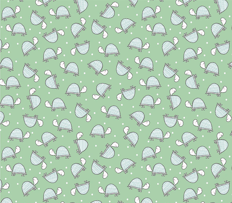 Doodle Baby Flannel Turtle Love Toss on Green