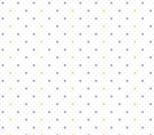Doodle Baby Flannel Flower Dot Yellow and Grey on White