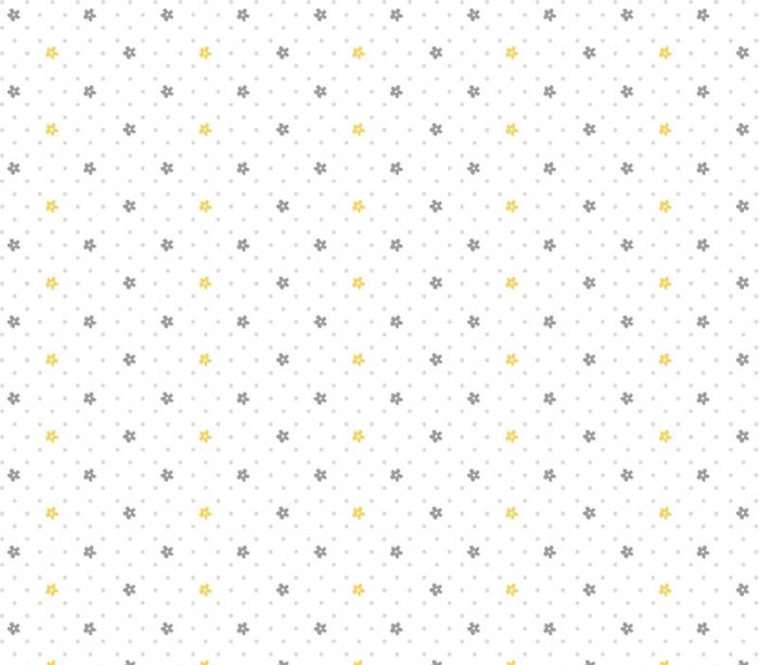 Doodle Baby Flannel Flower Dot Yellow and Grey on White