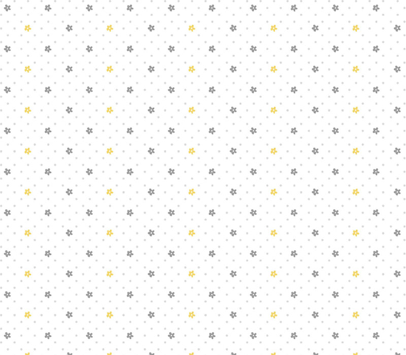 Doodle Baby Flannel Flower Dot Yellow and Grey on White