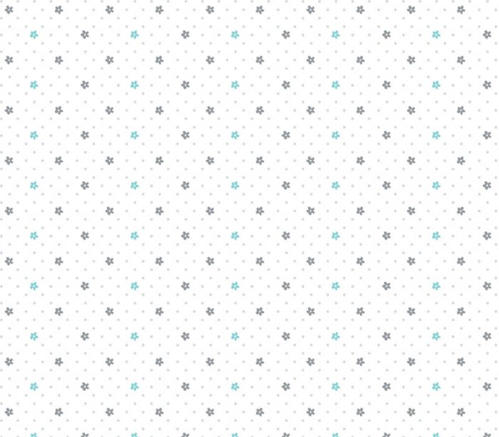 Doodle Baby Flannel Flower Dot Aqua and Grey on White