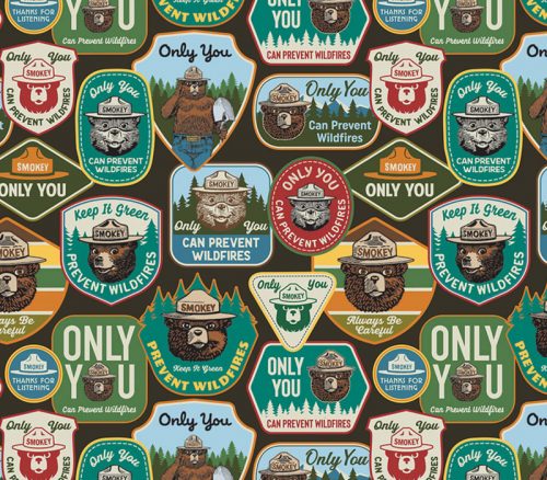 Smokey the Bear Only You Badges on Bark Brown