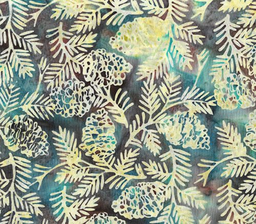 Oasis Batiks Pinecones in Multi Brown and Teal