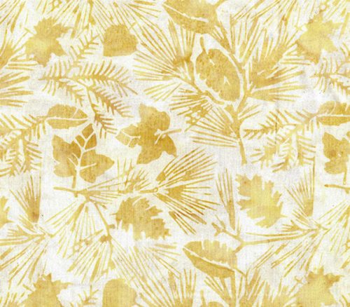 Oasis Batiks Leaves in Golden Brown on White