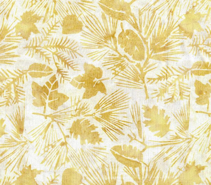 Oasis Batiks Leaves in Golden Brown on White