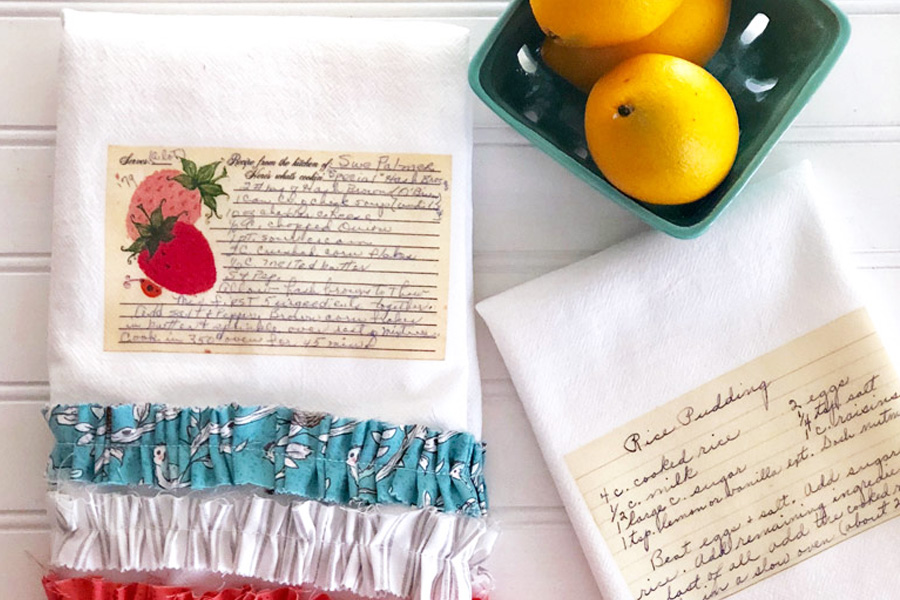 Sew this: Vintage Recipe Card Tea Towel