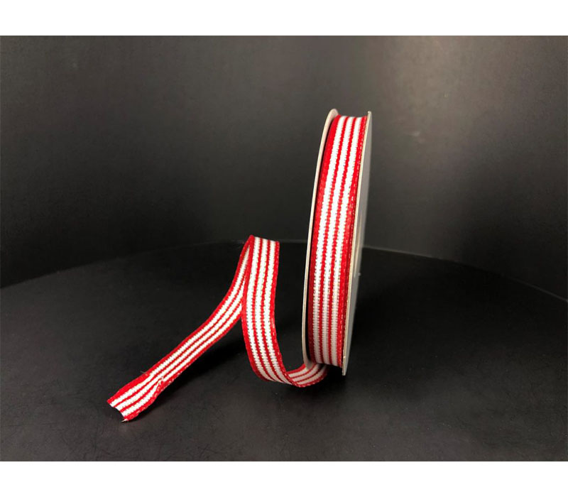 Ribbon - Wired Red and White Stripes
