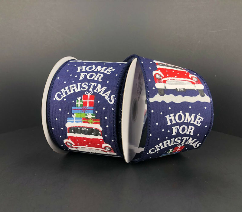 Ribbon - Navy Home for Christmas