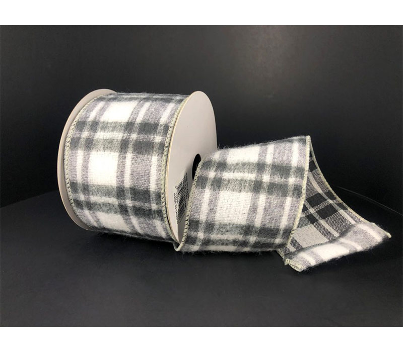 Ribbon - Brushed Gray and White Josh Plaid