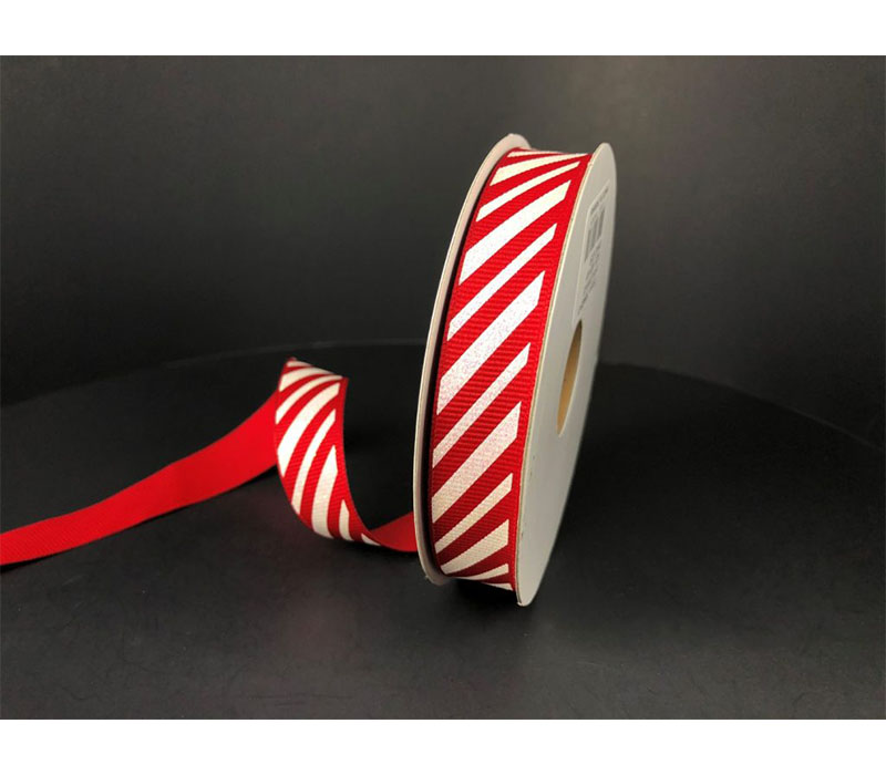 Ribbon - Red and White Glitter Candy Cane Stripes