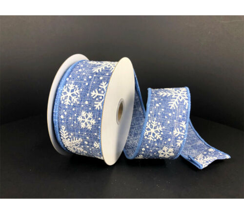 Ribbon - Blue and White Glitter Snowflakes