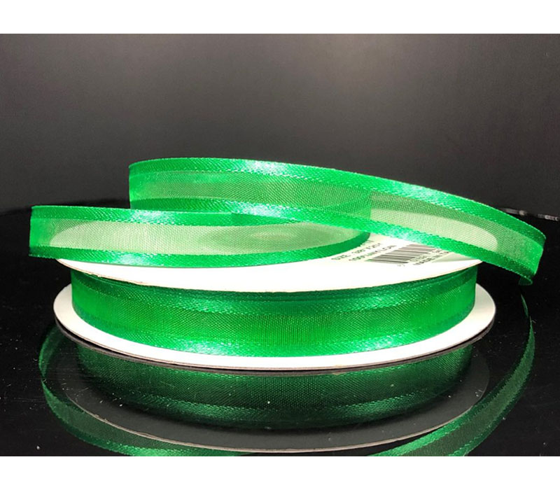 Ribbon - Emerald Satin Edge Sheer 3/8-inch