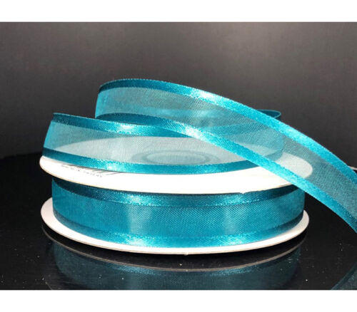 Ribbon - Teal Satin Edge Sheer 5/8-inch