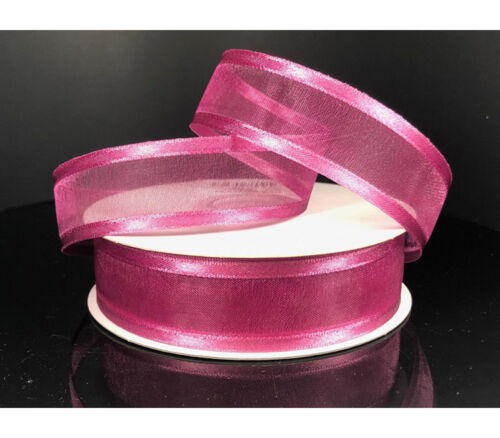 Ribbon - Dark Mauve Satin Edge Sheer 7/8-inch