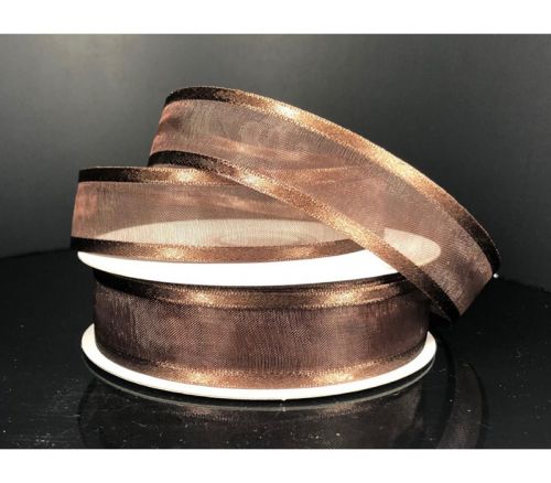 Ribbon - Chocolate Satin Edge Sheer 7/8-inch