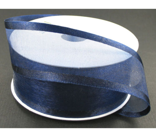 Ribbon - Navy Satin Edge Sheer 1.5-inch