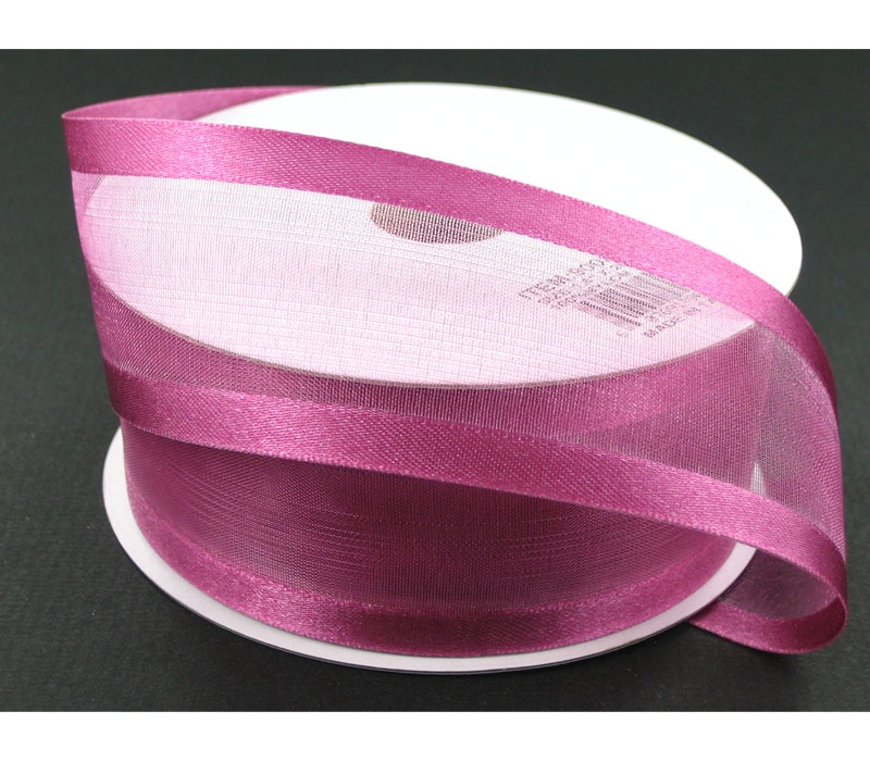 Ribbon - Dark Mauve Satin Edge Sheer 1.5-inch