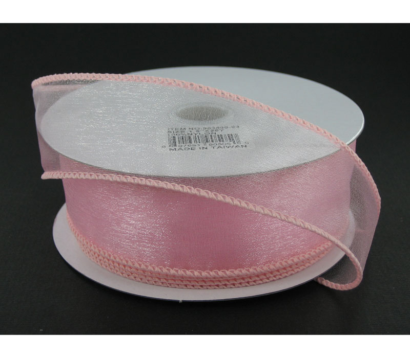 Ribbon - Pink Wired Edge Sheer 1.5-inch