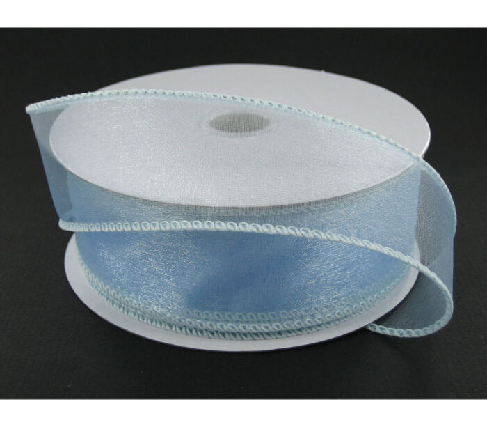 Ribbon - Light Blue Wired Edge Sheer 1.5-inch