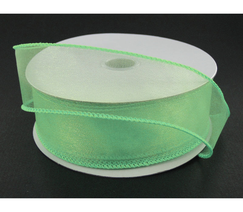 Ribbon - Mint Wired Edge Sheer 1.5-inch