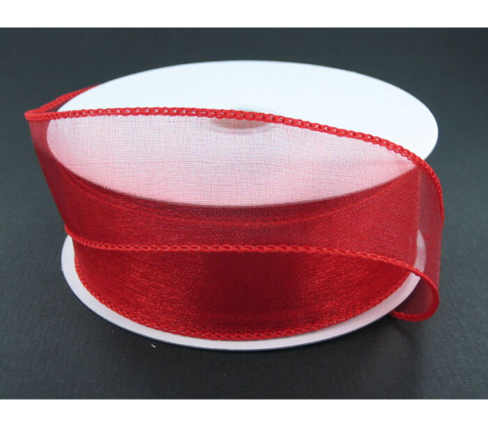 Ribbon - Red Wired Edge Sheer 1.5-inch
