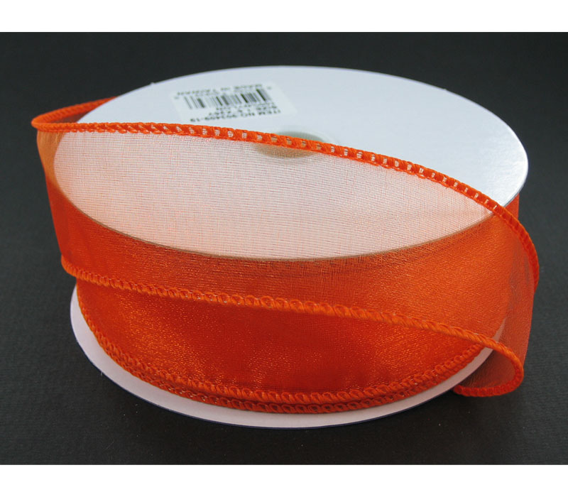 Ribbon - Orange Wired Edge Sheer 1.5-inch