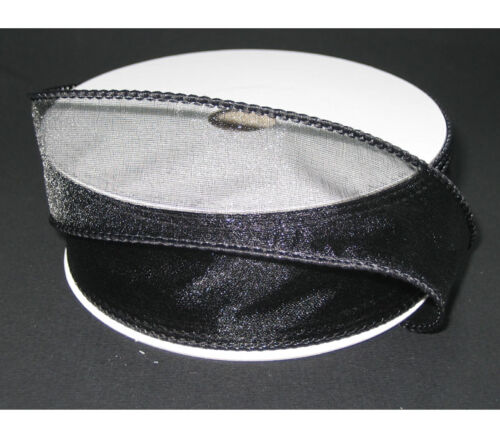 Ribbon - Black Wired Edge Sheer 1.5-inch