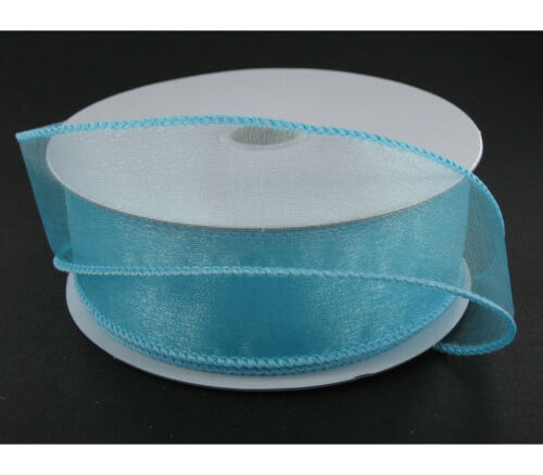 Ribbon - Aqua Wired Edge Sheer 1.5-inch