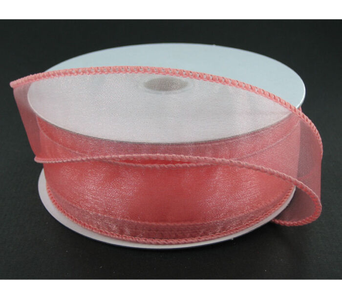Ribbon - Coral Wired Edge Sheer 1.5-inch