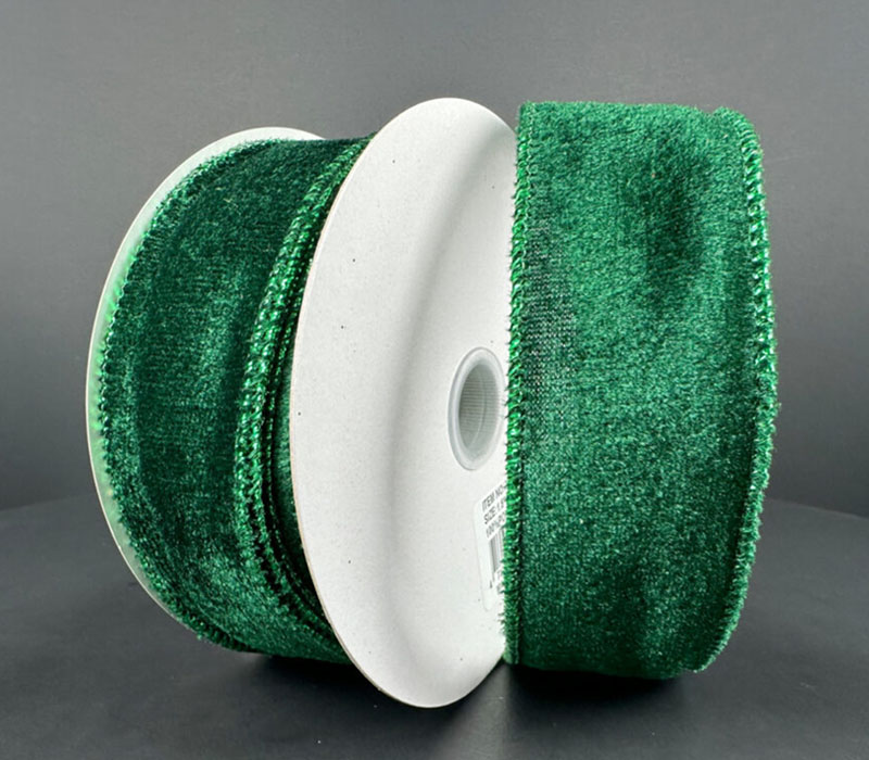 Ribbon - Emerald Green Velvet Wired - 1.5-inch